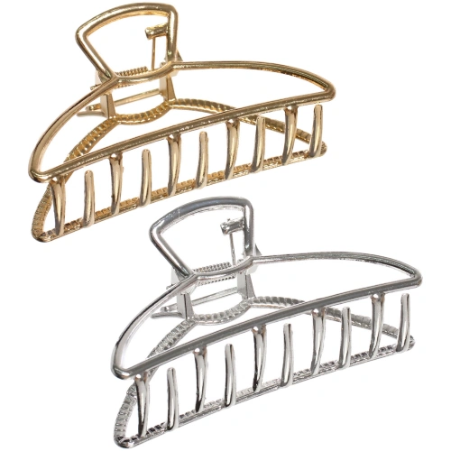 Заколка - краб для волос на блистере "PREMIUM", сантьяго, цвет серебро и золото, 7,5см