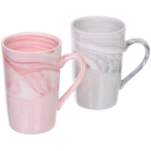 Кружка керамическая 400мл в наборе 2шт "Мрамор", высокая