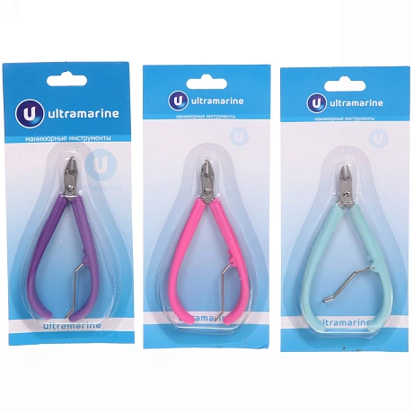 Кусачки для кутикулы, на блистере "Ultramarine", одна пружина, ручки пластик, цвет микс, на блистере,10,5см