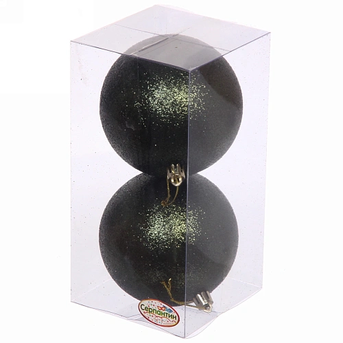 Новогодние шары 10 см (набор 2 шт) Глиттер, изумруд_3