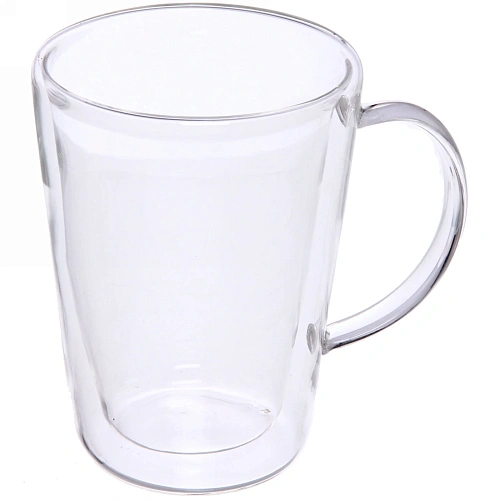 Кружка стеклянная с двойными стенками 280мл "Хай-Тек" высокая
