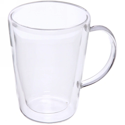 Кружка стеклянная с двойными стенками 280мл "Хай-Тек" высокая