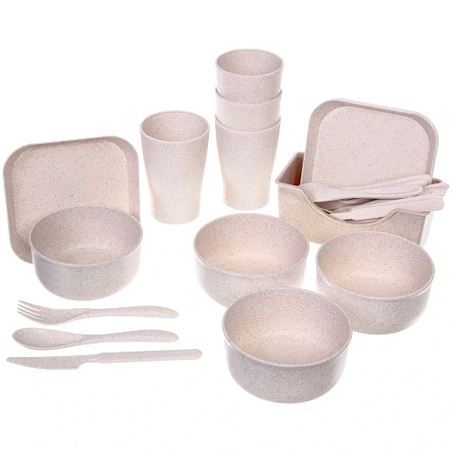 Набор для пикника "ЭкоЛайф"25предм (4тарелки, 4салатника, 4стакана,4 ложки,4 вилки,4ножа, подставка)