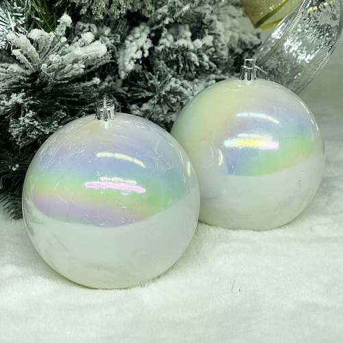 Новогодние шары 10 см (набор 2 шт) "Жемчуг", Перламутр