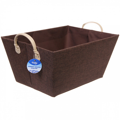 Коробка для хранения с ручками "ЭЛЬГА", цвет коричневый, 39*26*18см (лейбл селфи)