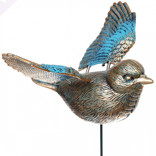 Фигура на спице "Изящная птица" 60 см, Золото с голубым переливом