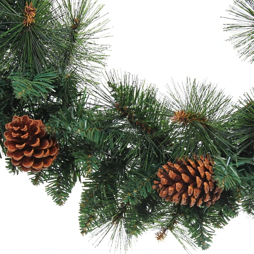 Венок хвойный Богатство шишек d-60 см, леска, ПВХ, шишки_3
