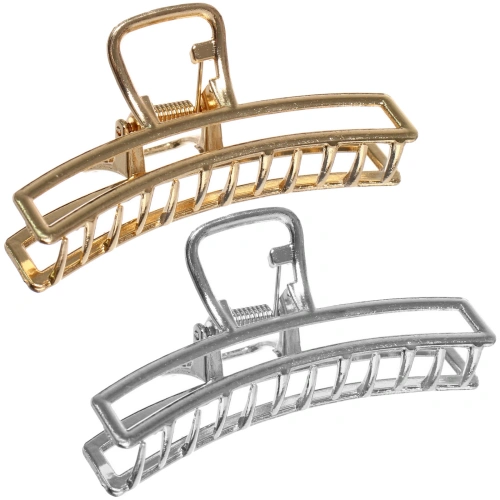 Заколка - краб для волос на блистере "PREMIUM", фиджи, цвет серебро и золото, 8см