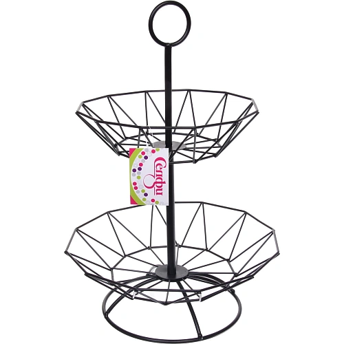 Фруктовница "Brownie" 2 яруса (19*24*36см) лучик черная