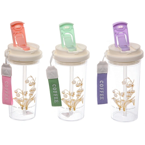 Бутылка питьевая пластиковая 500мл Ландыши, микс цветов_3