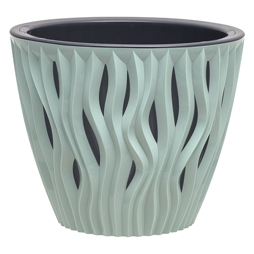 Кашпо для цветов пластиковое 3л d-19,5см "Вдохновение" Нефрит