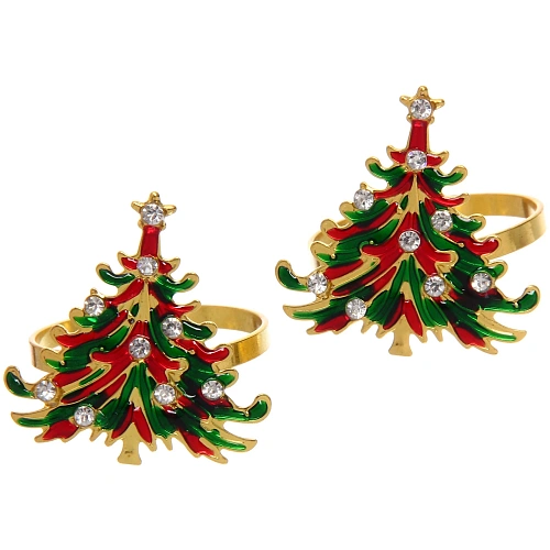 Набор колец для салфеток 2шт `Ёлочка нарядная, цветная_3