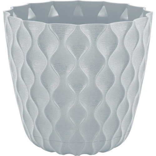 Горшок для цветов пластиковый 1,4л d-14,5см "Wave" с дренажной сеткой и съемным поддоном, утренний туман