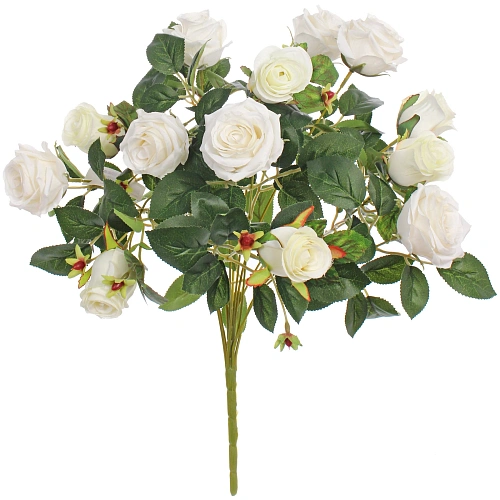 Искусственные цветы Розовая фантазия 48см 13 цветков белые_4