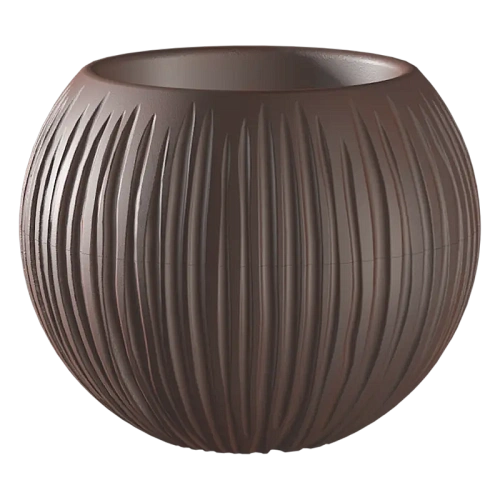 Кашпо для цветов пластиковое 1,7л d-13,5см "Сфера" Темно-коричневый