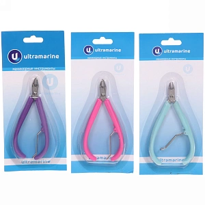Кусачки для кутикулы, на блистере "Ultramarine", одна пружина, ручки пластик, цвет микс, на блистере,10,5см