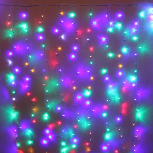 Гирлянда для улицы ЗАНАВЕС "Мерцание" ш2.0* в6.0 м 960 ламп LED, прозрач.пров,1 реж.,IP-54, Мультицвет, белый мерцает (возможность соединения)