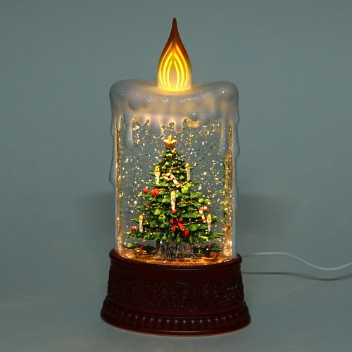 Сувенир с подсветкой "Волшебная красавица" 12*8*24,5 см (работает от 3*ААА и USB+музыка, подсветка, эффект снегопада)