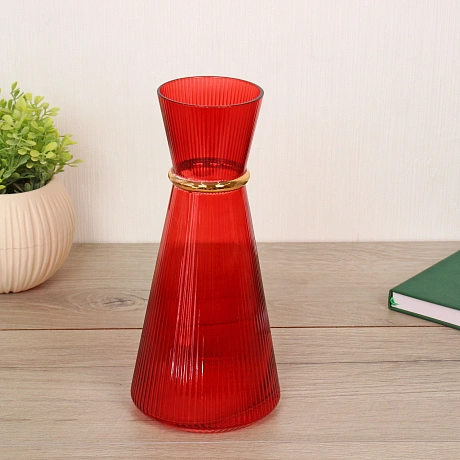 Ваза стеклянная "VIVALDI" 1350мл, красная