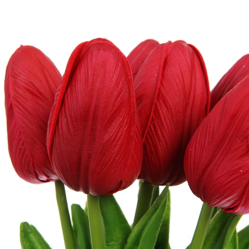 Цветы искусственные Natur 38см Тюльпаны 7шт бордовые_4