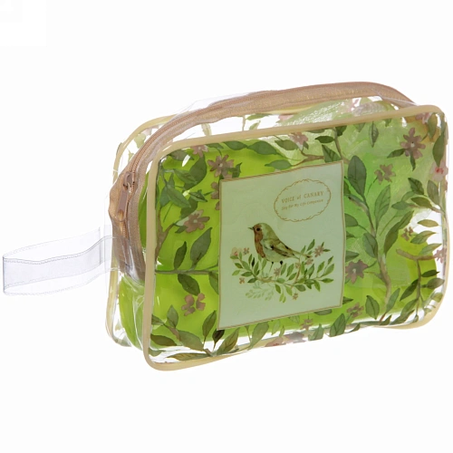 Набор банный дорожный 4шт Traveler - Птички, микс 2 цв, (мочалка, футляр 2шт, расческа), 21,5147см_5