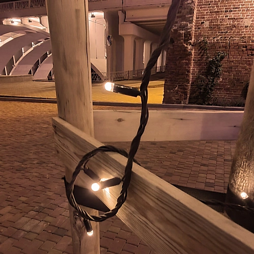 Гирлянда для улицы 16м 180 ламп LED чёрный провод, 8 реж IP-65, Теплый белый (возможность соединения)_12