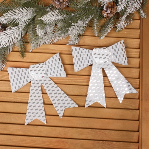 Бант на ёлку "Сияние" 13*16 см (набор 2 шт), Серебро