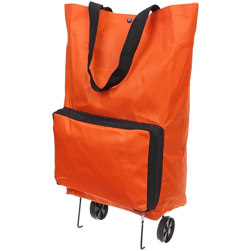 Сумка хозяйственная складная на 2х колёсах оранжевая SYD-024_3