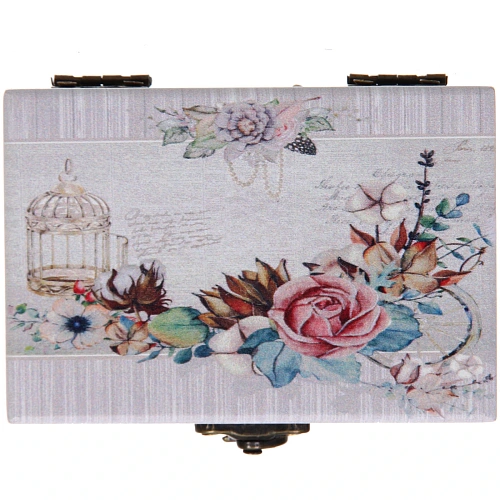 Шкатулка деревянная с зеркалом МАРЦИПАН, нежные лепестки роз, 95655см (в коробке)_5