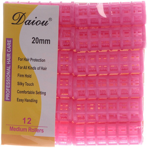 Бигуди пластмассовые с зажимом 12шт, цвет микс, d=20мм_15