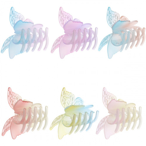 Заколка-краб для волос "Мон Ляруш", бабочка, микс 6 цветов, 8см (Блистер)