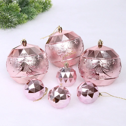 Набор шаров Miracle 10 см + 5 см (15 предметов), Розовое золото_4