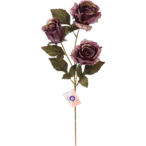 Искусственные цветы "FLOWERS GLAMOUR" 65см Розы 3 цветка лиловые