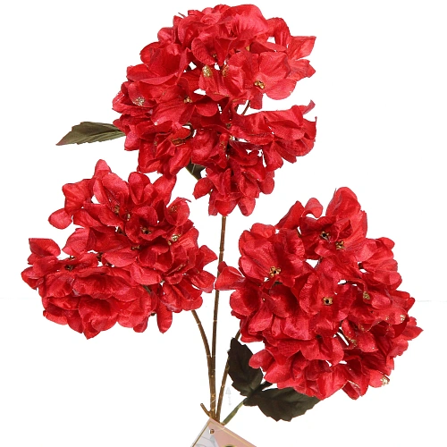 Искусственные цветы FLOWERS GLAMOUR 70см Гортензии 3 цветка красные_7