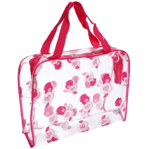 Косметичка прозрачная "Adventure - Peas", яблочки, цвет розовыйй, 16*23*9см