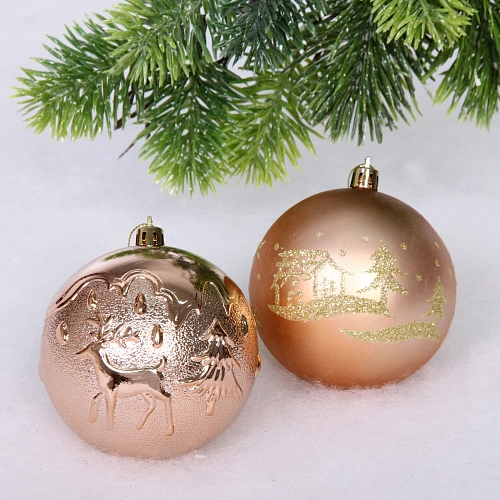 Набор ёлочных украшений Wish 6 см + 4 см (53 предмета), Шампань_10