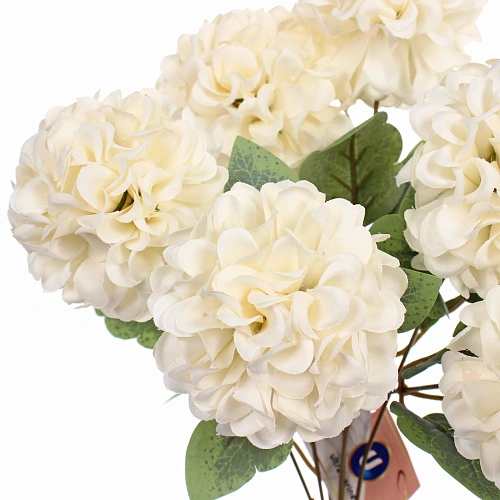 Искусственные цветы Букет гортензий 41см 7 цветков белые_5