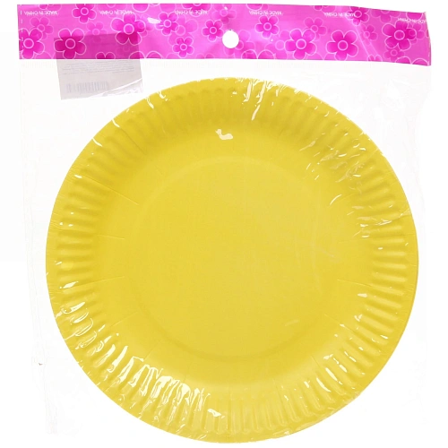 Тарелка бумажная 18 см в наборе 10 шт Желтая_3