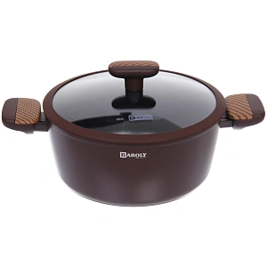 Кастрюля "BAROLY" CHOCOLATE 4.8л, индукция, стеклянная крышка