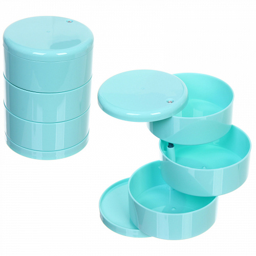 Органайзер для хранения "МАРЦИПАН", цвет голубой, три отделения, 10.5*13см (упаковка коробка)