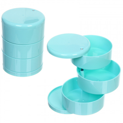Органайзер для хранения "МАРЦИПАН", цвет голубой, три отделения, 10.5*13см (упаковка коробка)