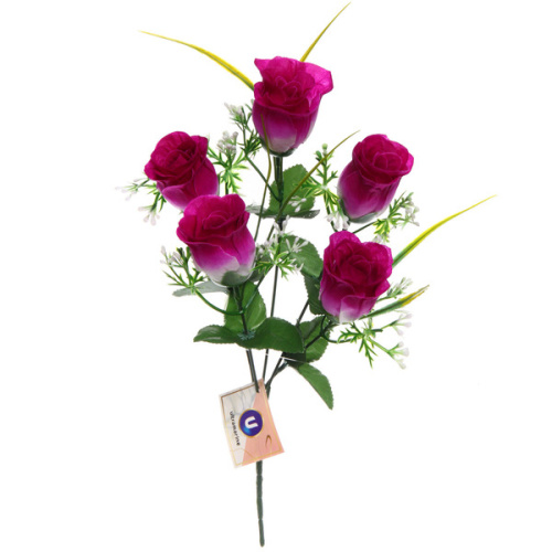 Цветы искусственные 30см "Розы" 5 цветков сиреневые