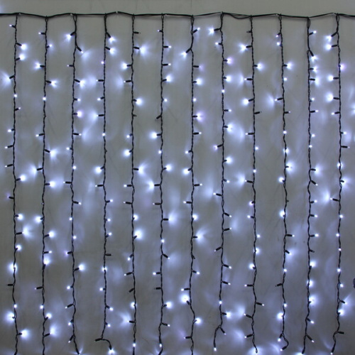 Гирлянда для улицы ЗАНАВЕС "Мерцание" ш3* в2,5 м 480 ламп LED, черный провод, IP-65,Белый  (возможность соединения)         
