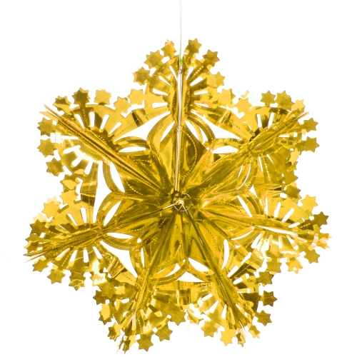 Украшение фольгированное "Сказочная снежинка" d-30 см, Золото