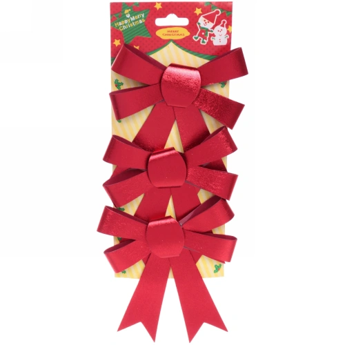 Бант на ёлку "Сказочные блики" (набор 3 шт), Красный