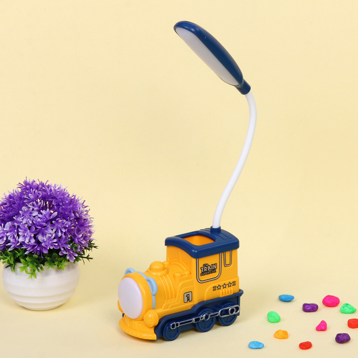 Настольная лампа "Sweet - Паровоз" LED 10*5*21 см, USB 5v 3w, Желтый/синий