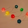 Гирлянда для дома  2м 10 ламп LED с насадками ШАР ПЛЕТЕНЫЙ ЦВЕТНОЙ d-5 см, прозрач.провод, на батарейках 2АА IP-20 Теплый белый