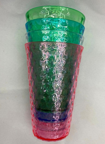 Стакан пластиковый 440мл "Льдинки" в наборе 4шт, микс цветов