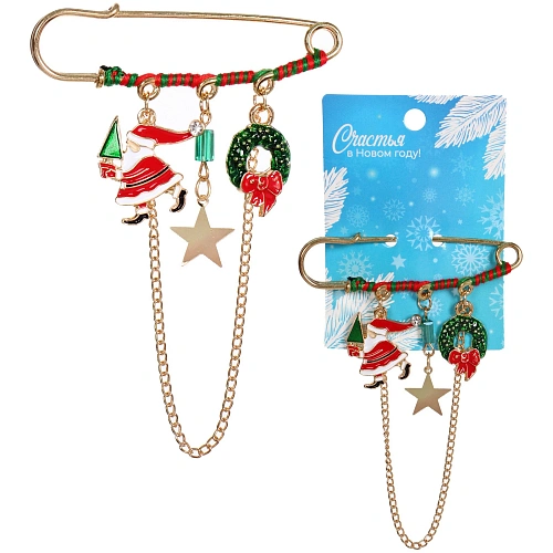 Брошь - булавка новогодняя "Best Podarok - Дед Мороз ", 7*7см