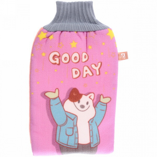Мочалка-варежка для тела "Ultramarine - Good Day", цвет розовый, 15*22см, Zip пакет